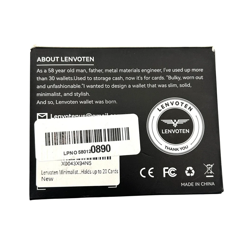 Lenvoten Minimalist Wallet Mens Slim Metal RFID Blocking Black Tactical EDC New